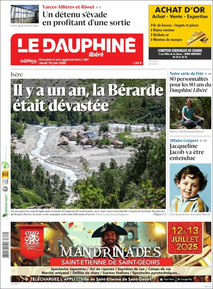 Portada de Le Dauphiné Libéré (France)