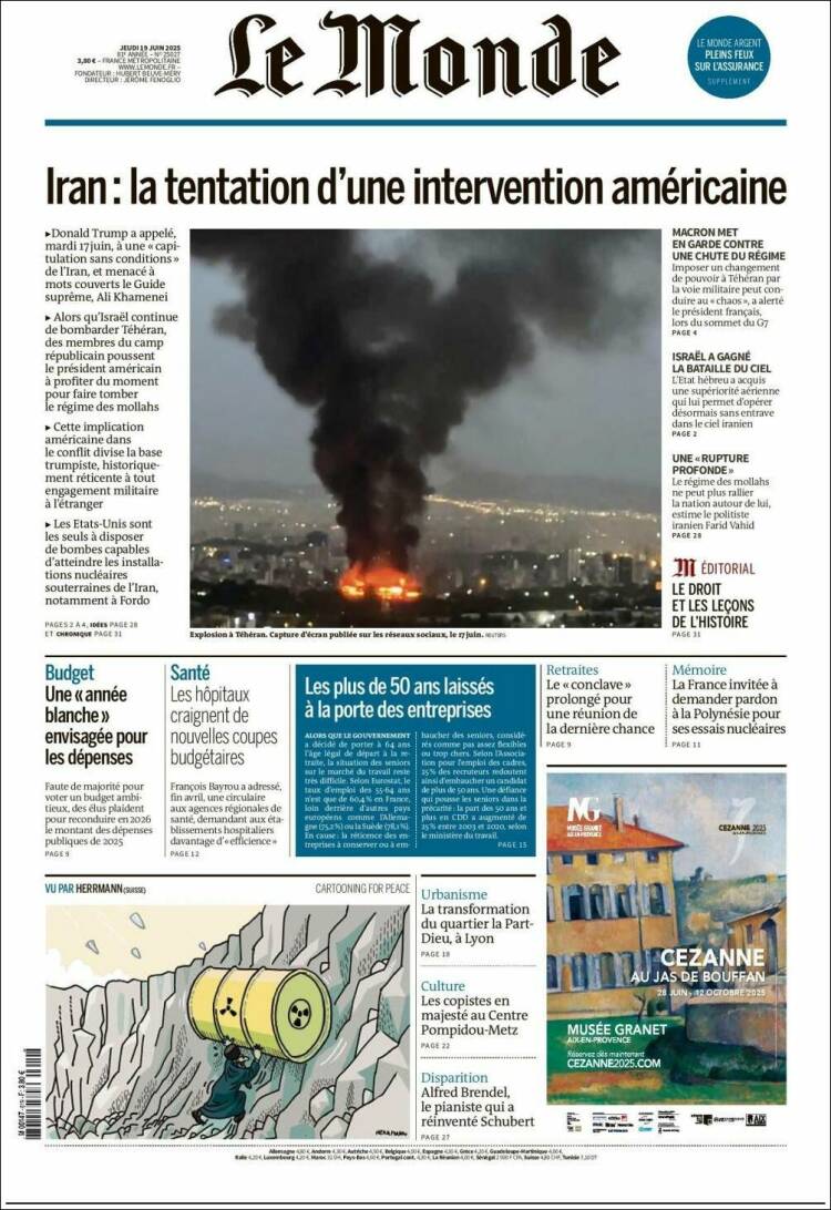 Portada de Le Monde (France)