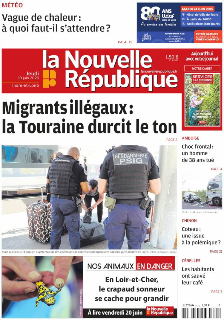 Portada de La Nouvelle Republique (France)
