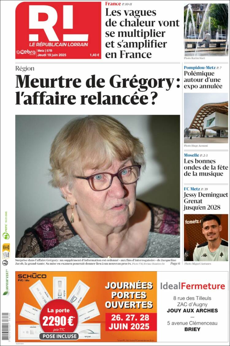 Portada de Le Republicain Lorrain (France)