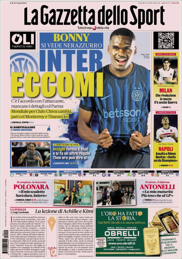 Portada de La Gazzetta dello Sport (Italy)