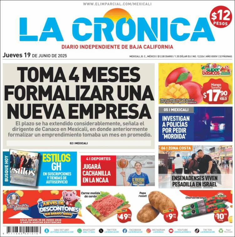 Portada de La Crónica de Baja California (Mexico)