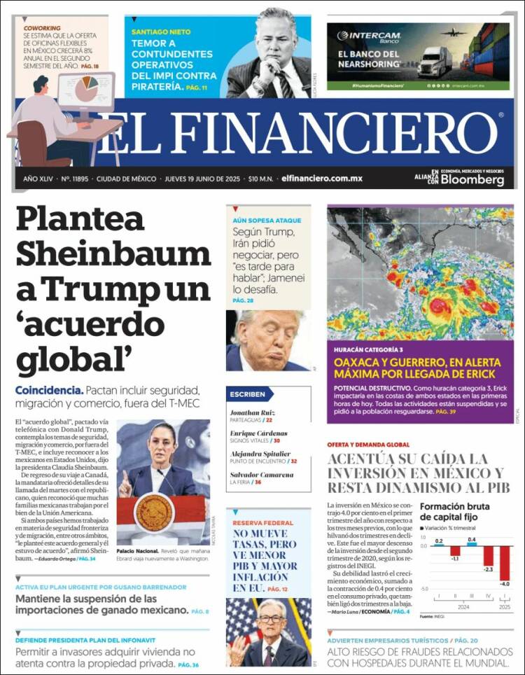 Portada de El Financiero (Mexico)