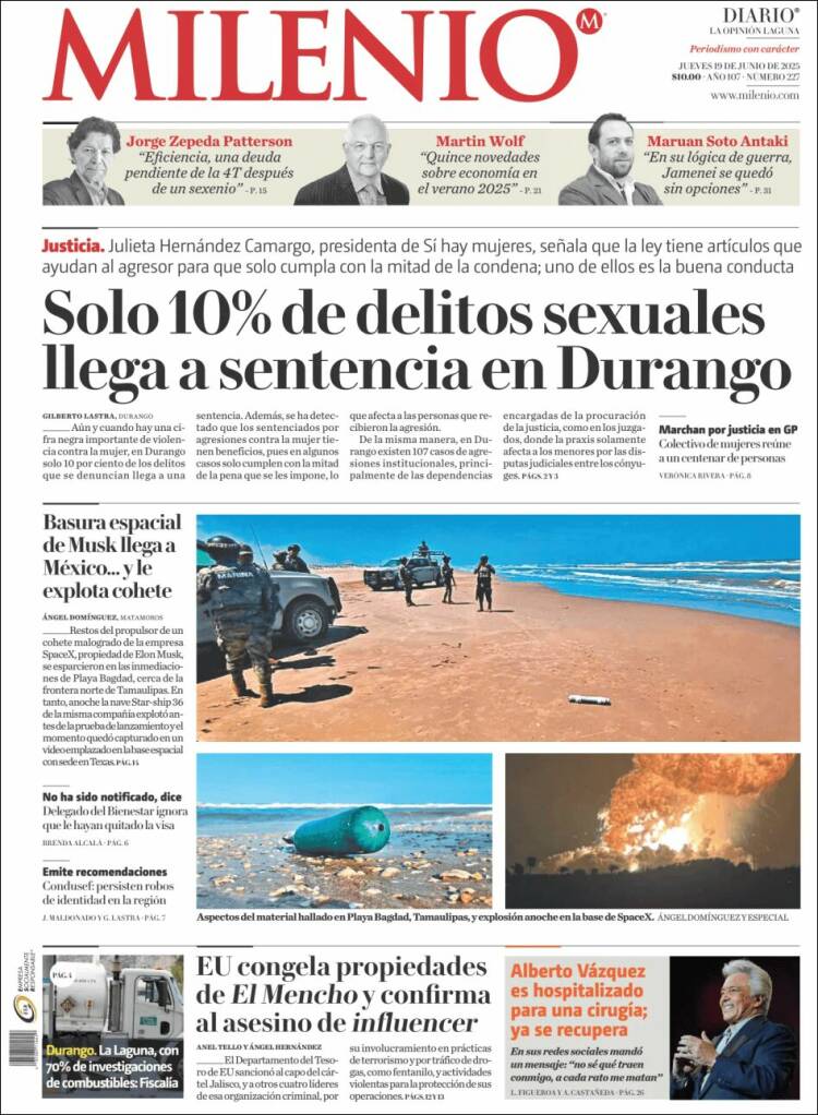 Portada de Milenio - Laguna (Mexico)