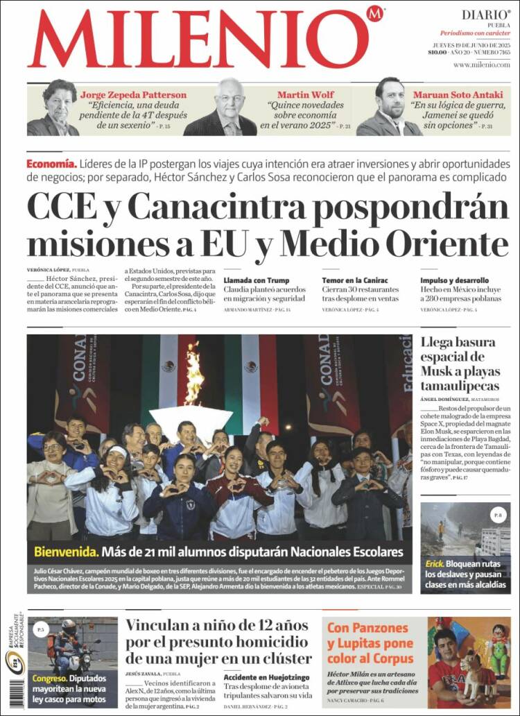 Portada de Milenio de Puebla (Mexico)