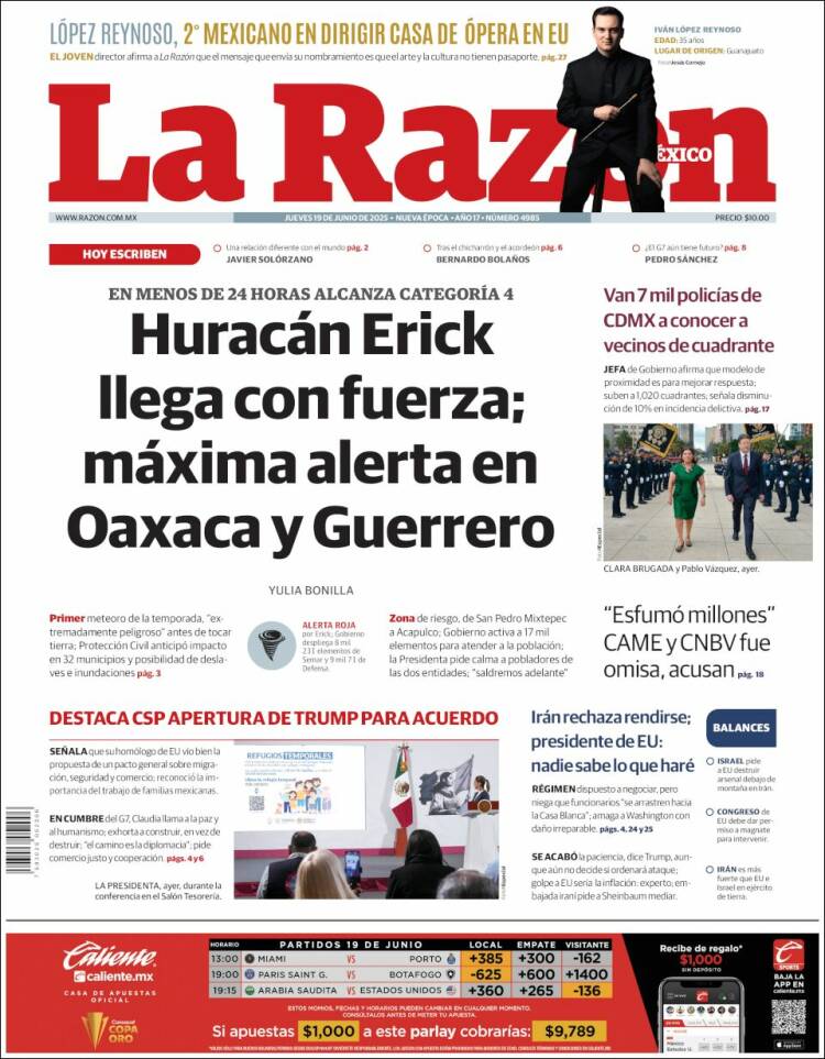 Portada de La Razón (Mexico)