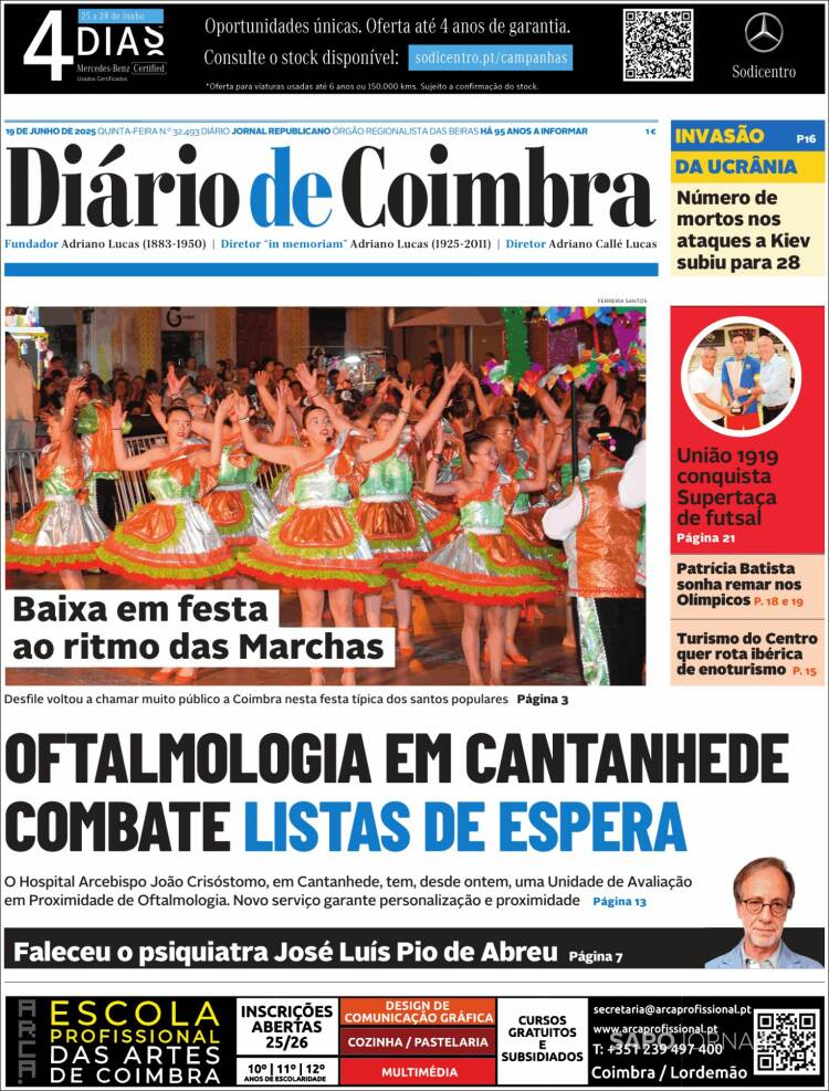 Portada de Diário de Coimbra (Portugal)