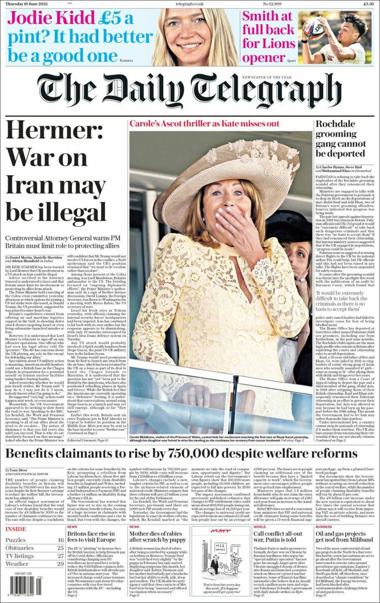 Portada de Daily Telegraph (United Kingdom)