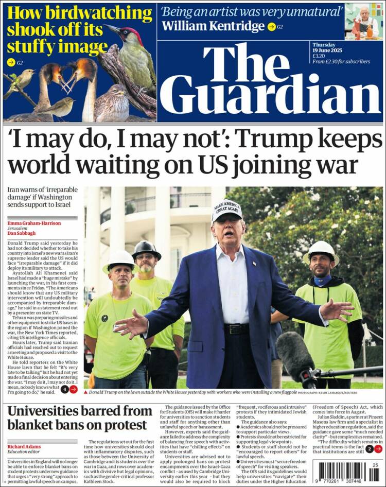 Portada de The Guardian (United Kingdom)