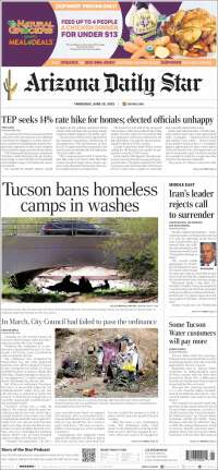 Portada de Arizona Daily Star (USA)