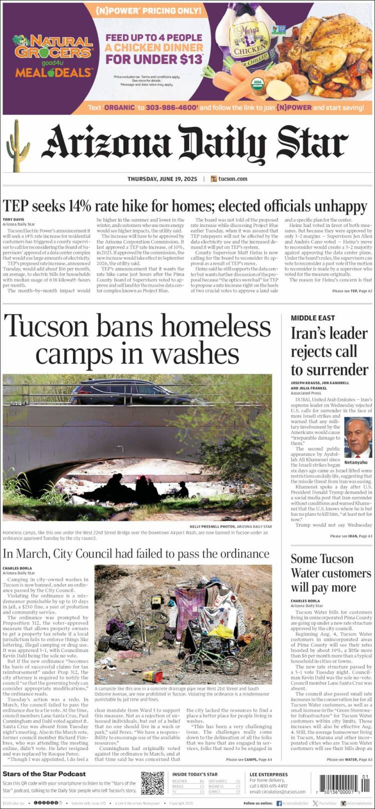 Portada de Arizona Daily Star (USA)