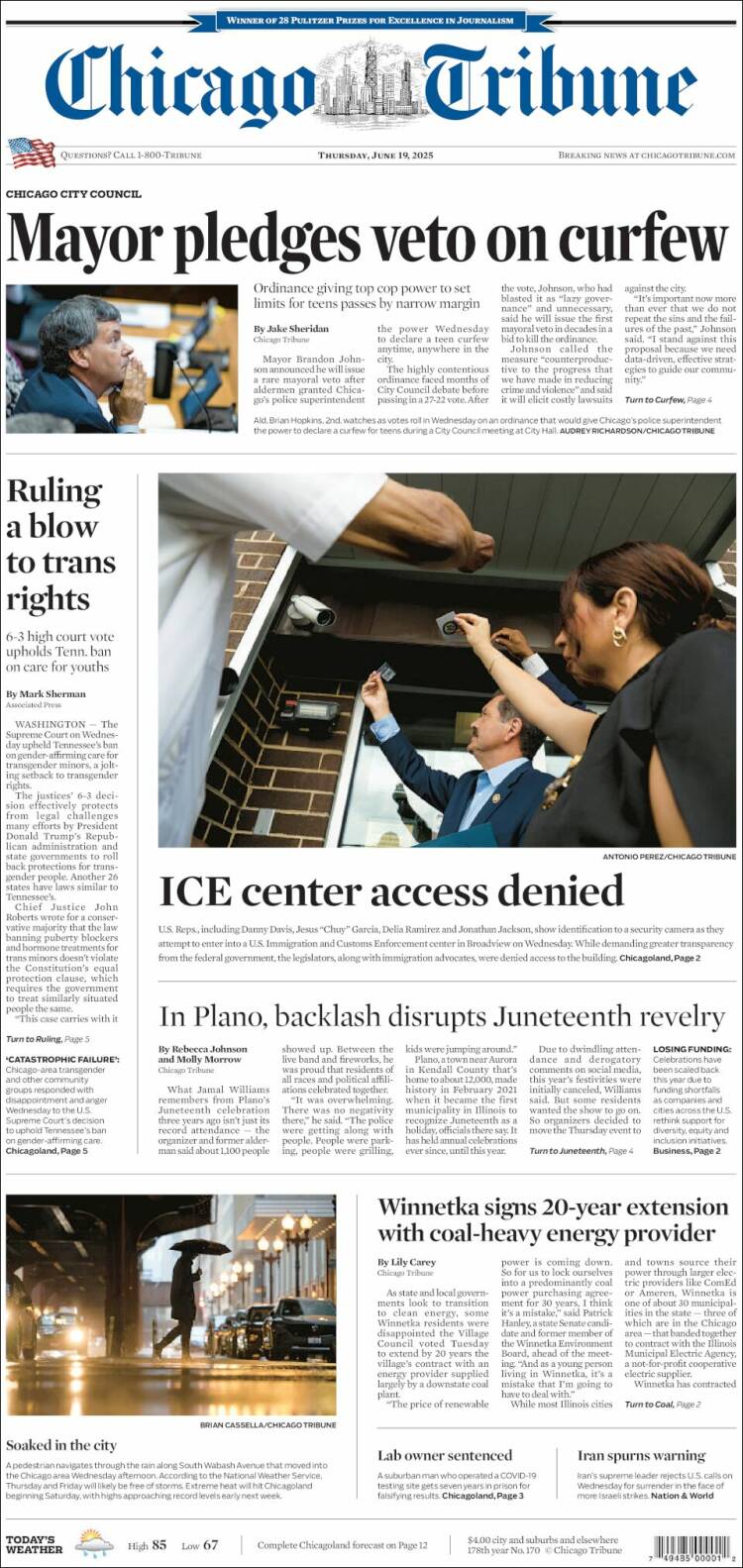 Portada de Chicago Tribune (USA)