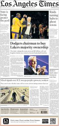 Portada de Los Angeles Times (USA)