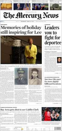 Portada de San Jose Mercury News (USA)