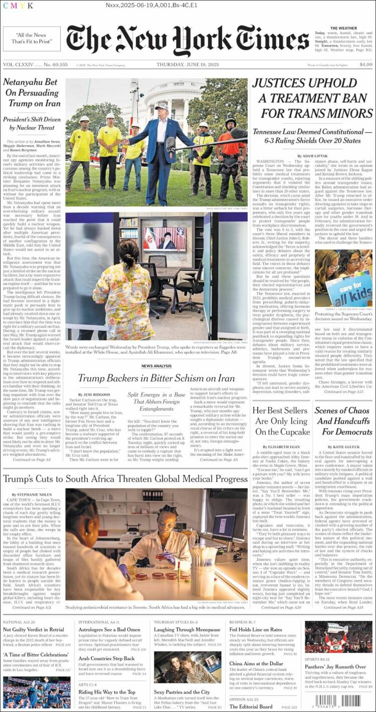 Portada de New York Times (USA)
