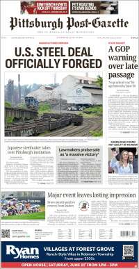 Portada de Pittsburgh Post-Gazette (USA)