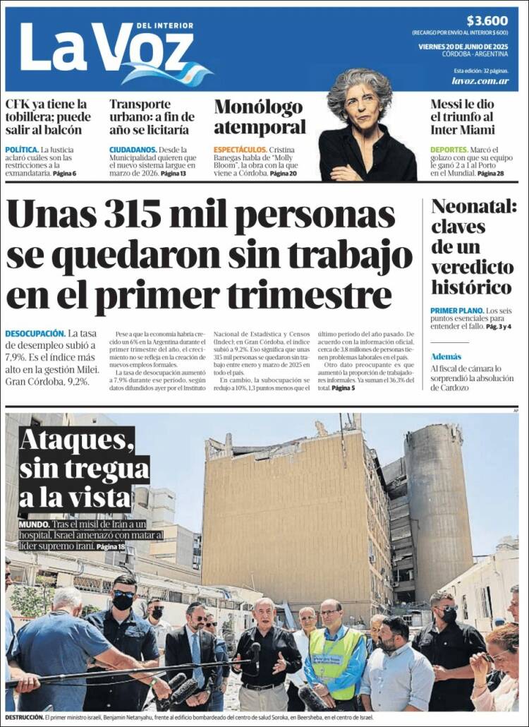 Portada de La Voz del Interior (Argentina)