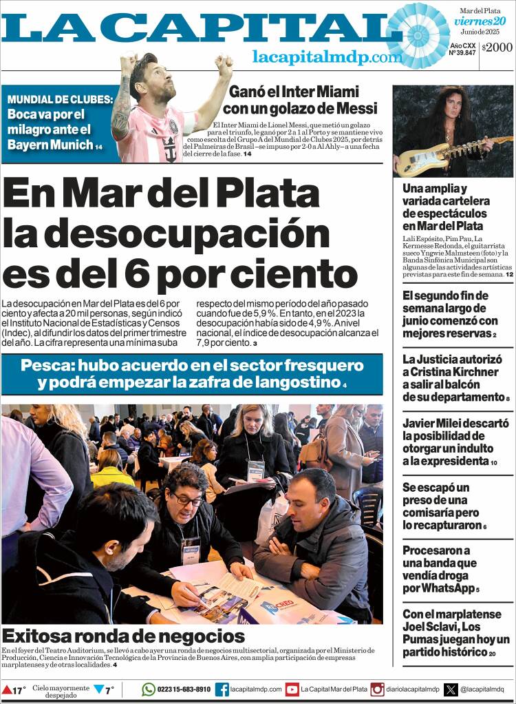 Portada de Diario La Capital - Mar del Plata (Argentina)