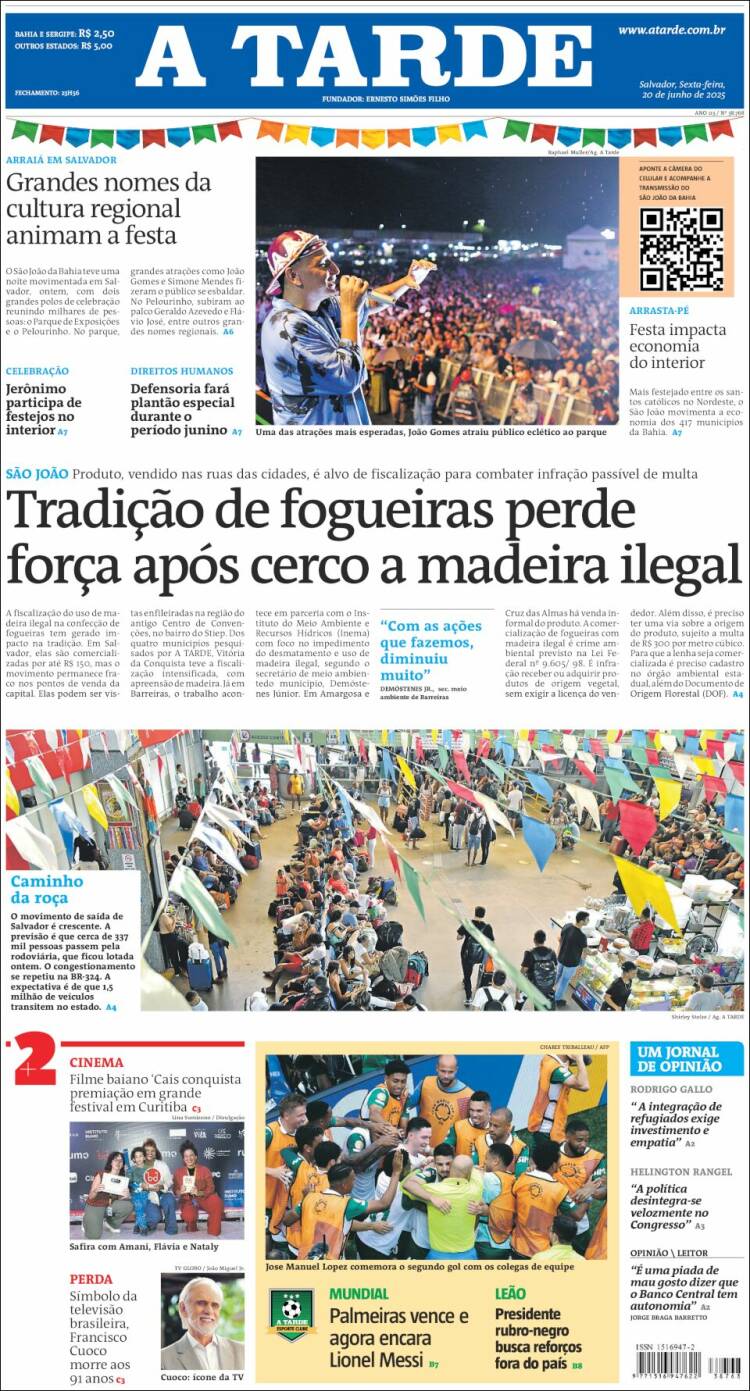 Portada de Diário A Tarde (Brasil)