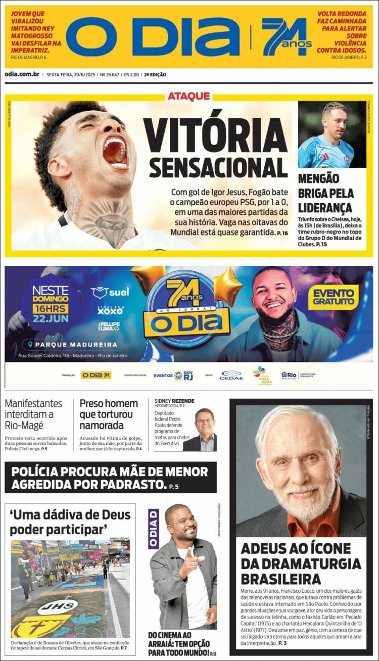 Portada de O Dia (Brasil)