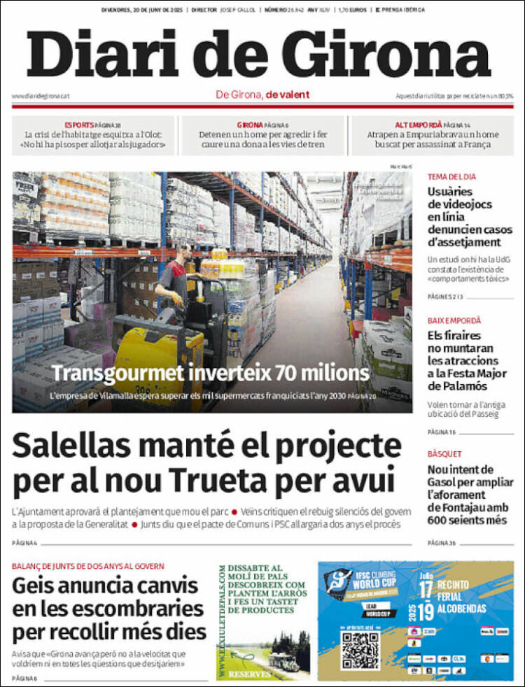 Portada de Diari de Girona (España)