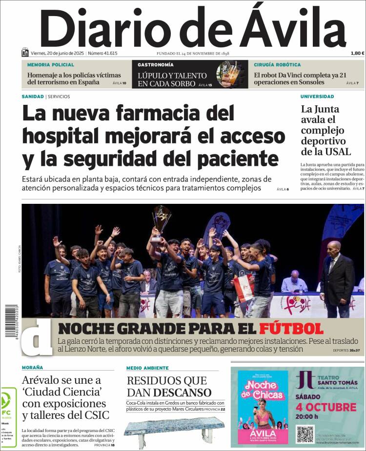 Portada de Diario de Ávila (España)