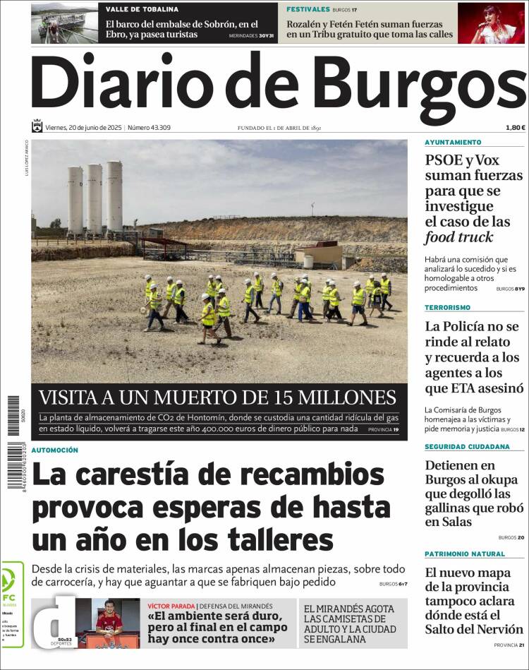 Portada de Diario de Burgos (Spain)
