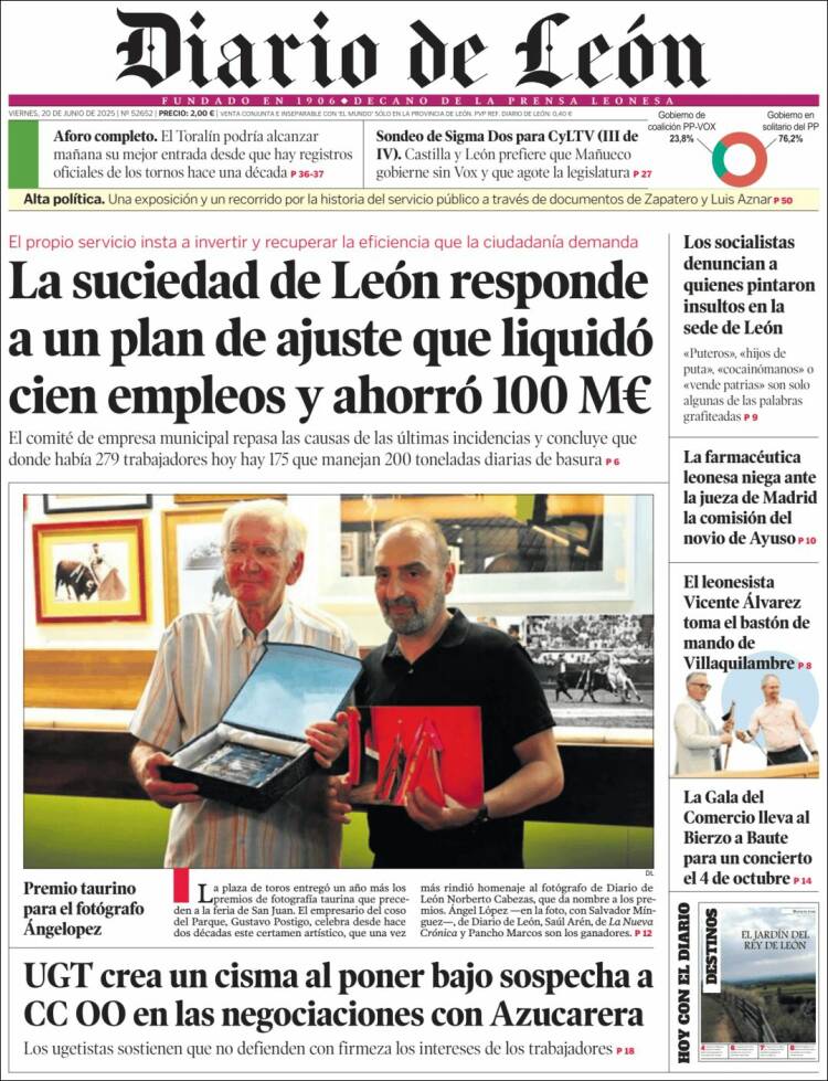 Portada de Diario de León (España)