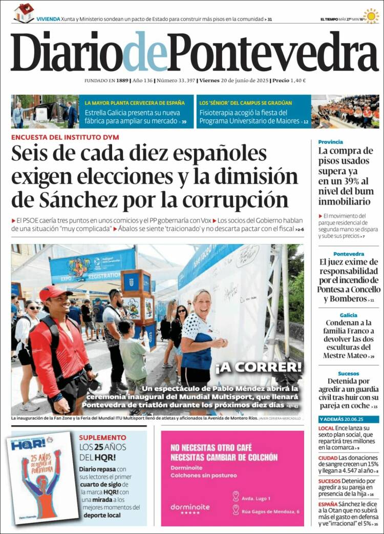 Portada de Diario de Pontevedra (Spain)