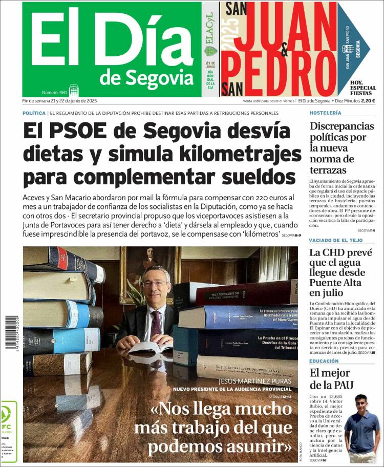 Portada de El Día de Segovia (España)