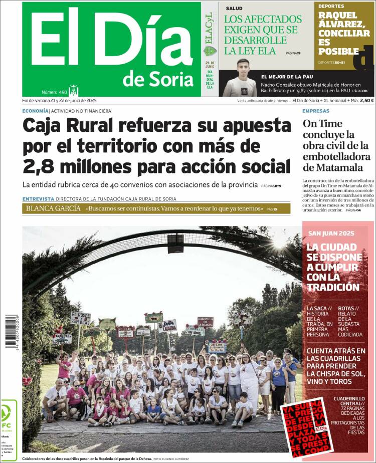 Portada de El Día de Soria (España)