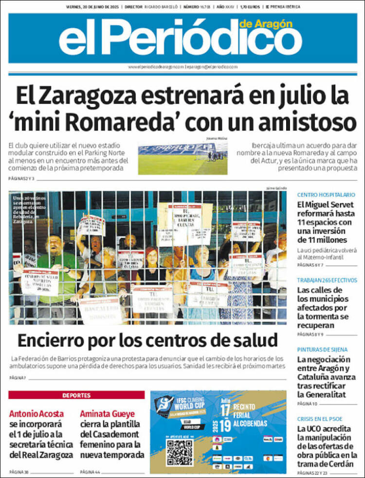 Portada de El Periódico de Aragón (Spain)