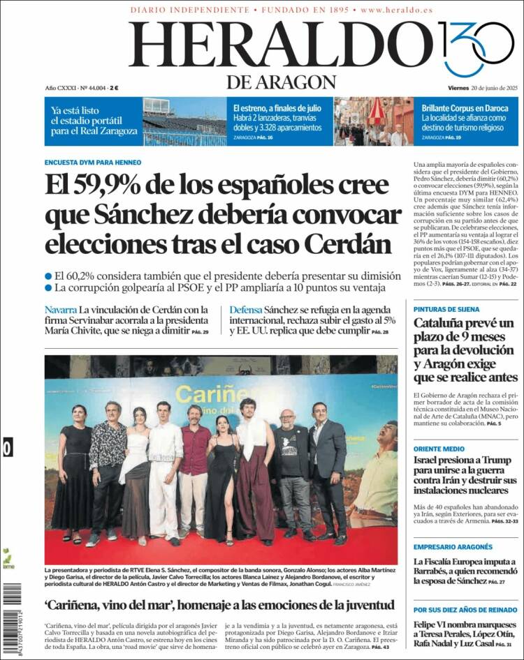 Portada de Heraldo de Aragón (Spain)