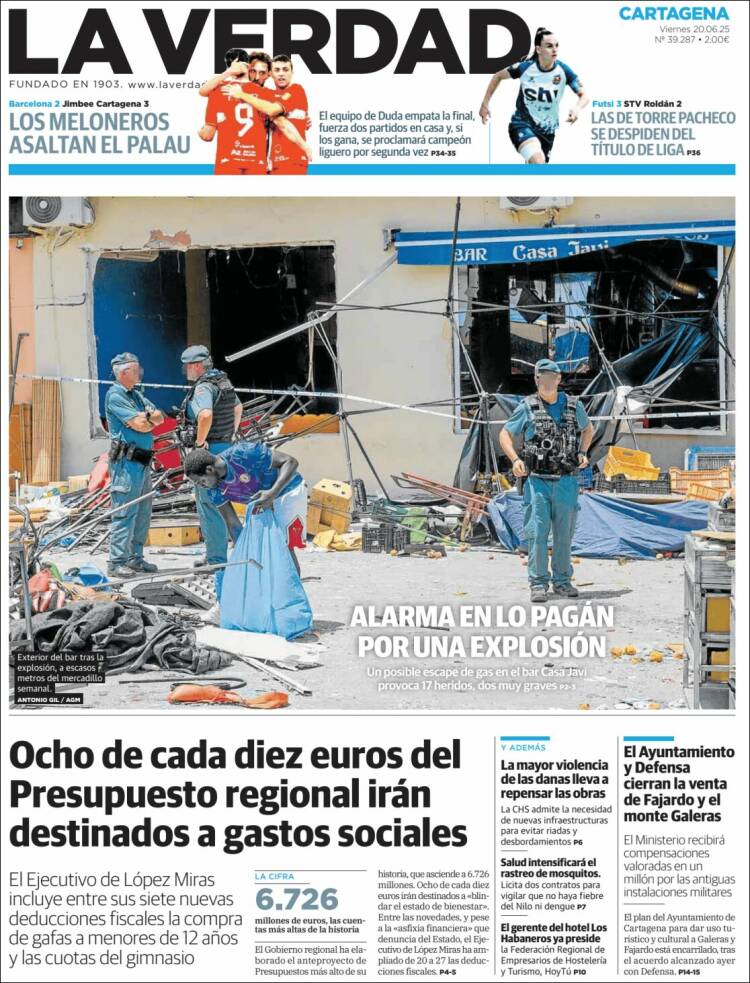 Portada de La Verdad de Cartagena (Spain)