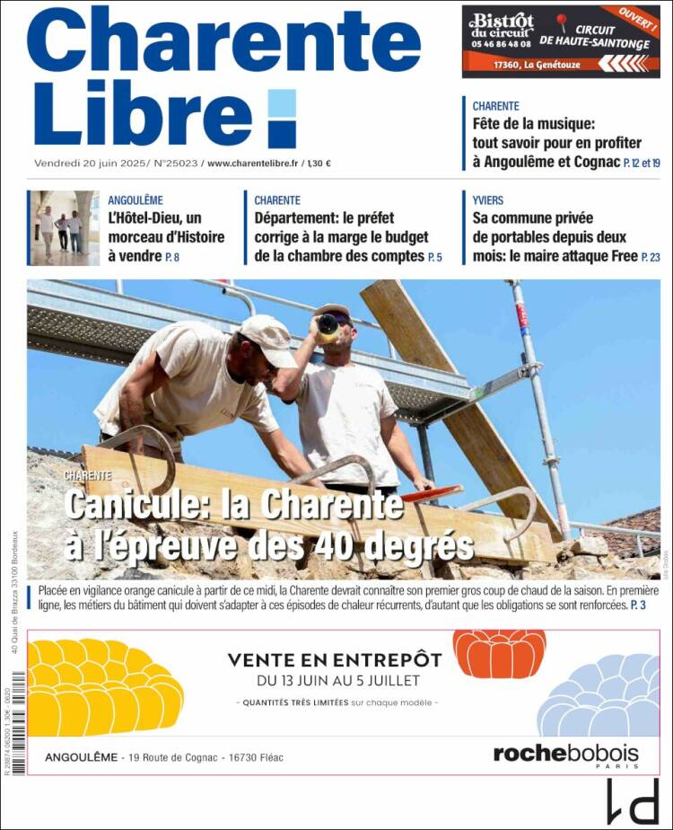 Portada de Charente Libre (France)