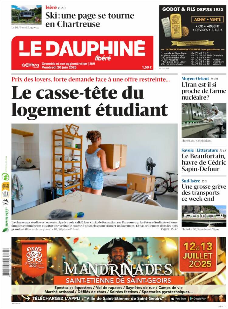 Portada de Le Dauphiné Libéré (France)