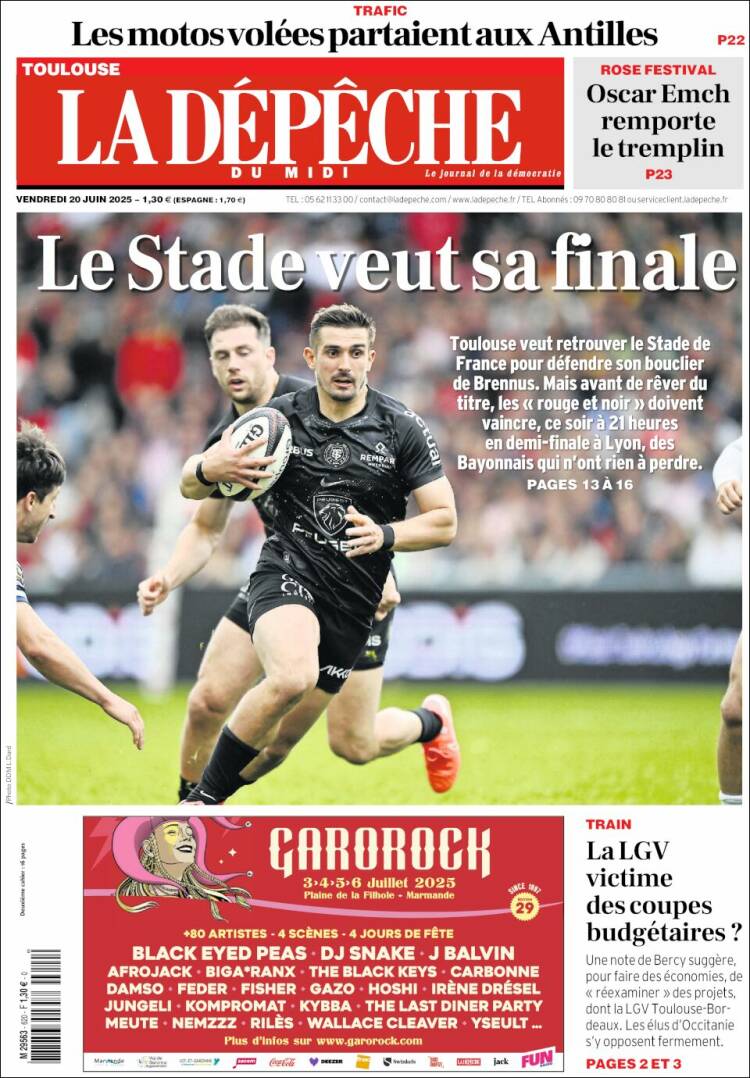 Portada de La Dépêche du Midi (France)