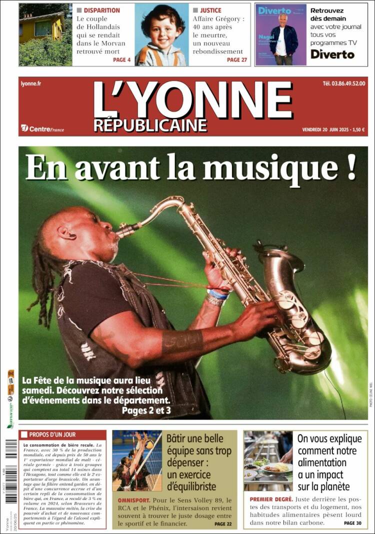 Portada de L'Yonne-Républicaine (France)