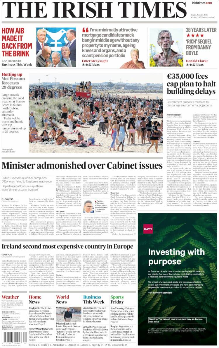 Portada de Irish Times (Ireland)