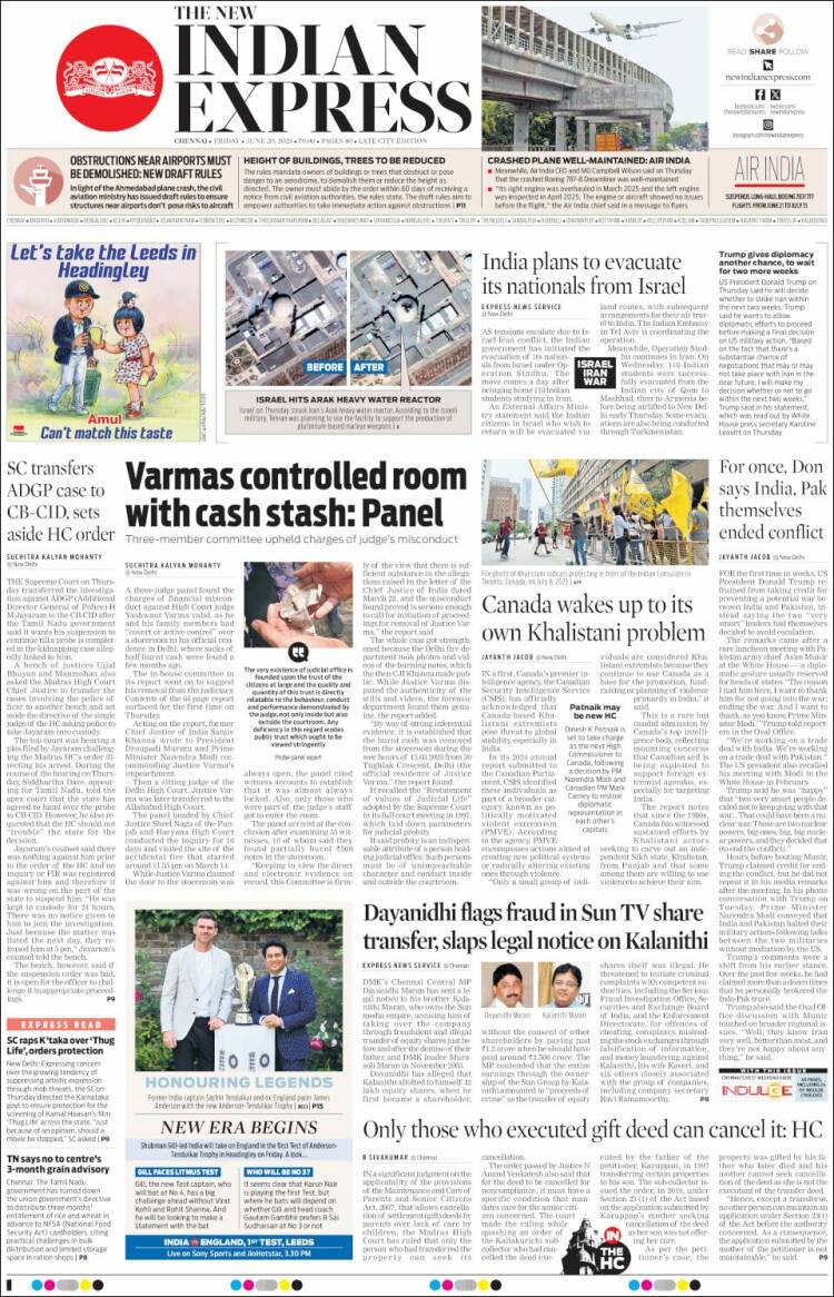 Portada de New Indian Express (India)