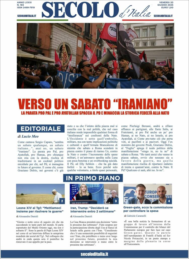 Portada de Secolo d'Italia (Italy)