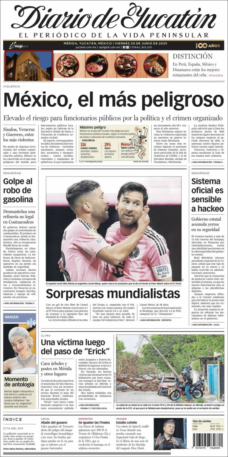Portada de Diario de Yucatán (Mexico)