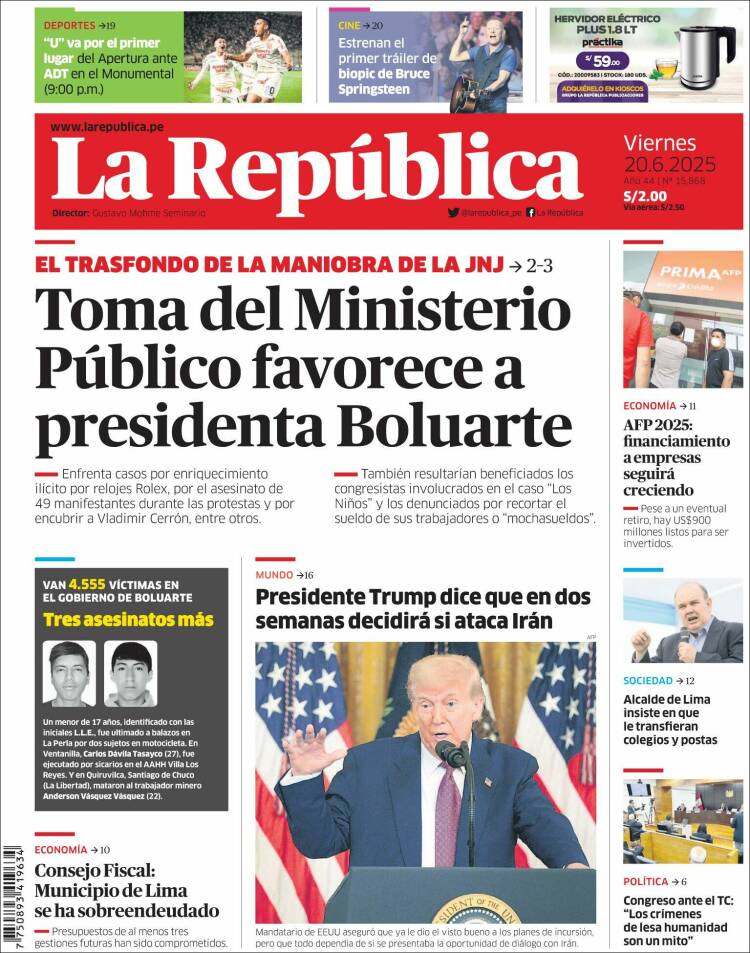 Portada de La Republica (Peru)
