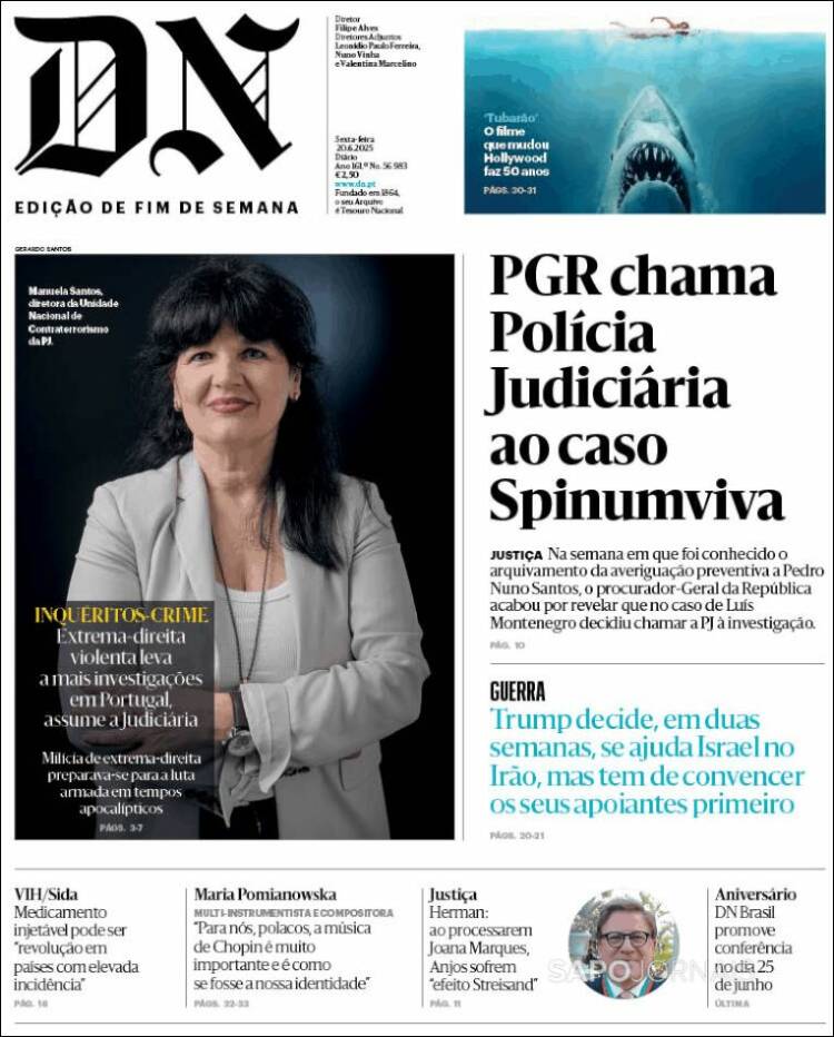 Portada de Diário de Noticias (Portugal)