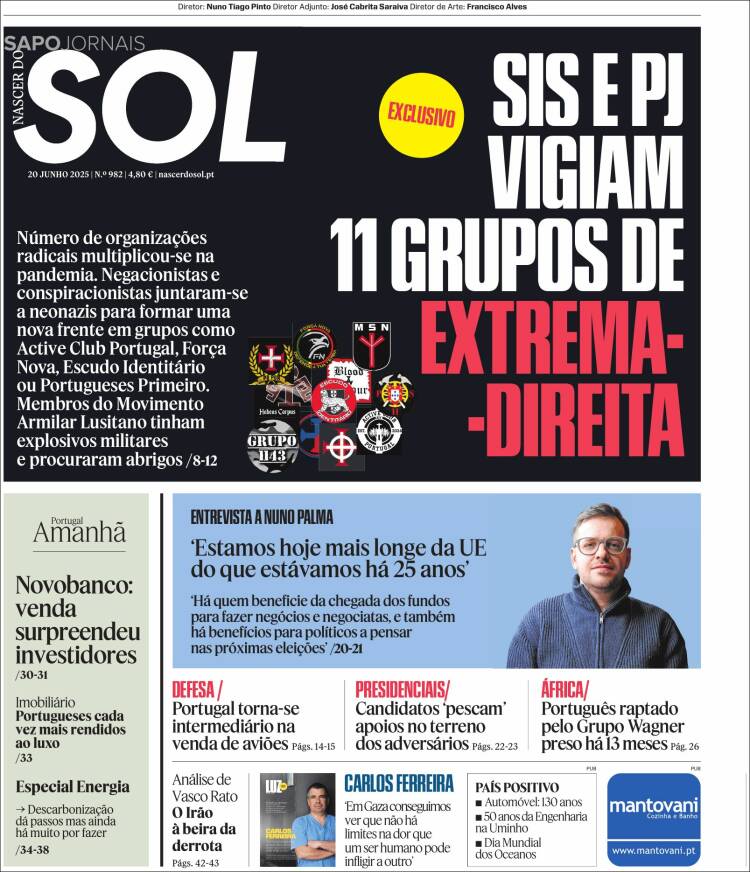Portada de Jornal Sol (Portugal)