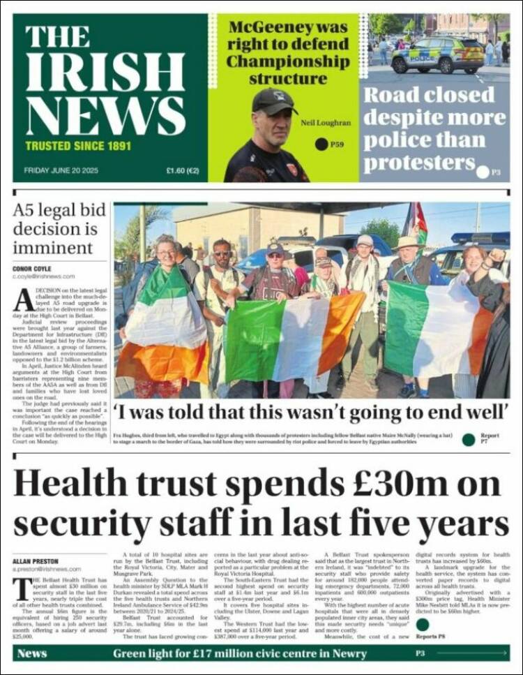 Portada de Irish News (United Kingdom)