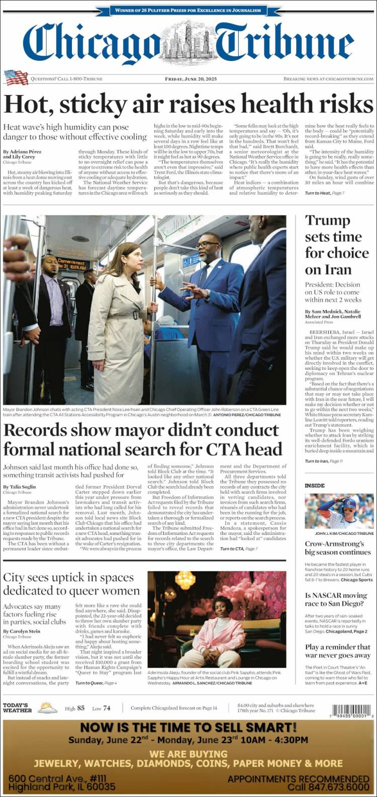 Portada de Chicago Tribune (USA)