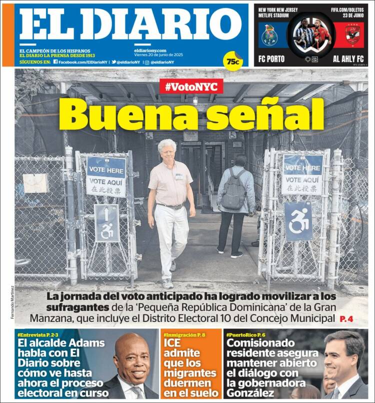 Portada de El Diario NY (USA)