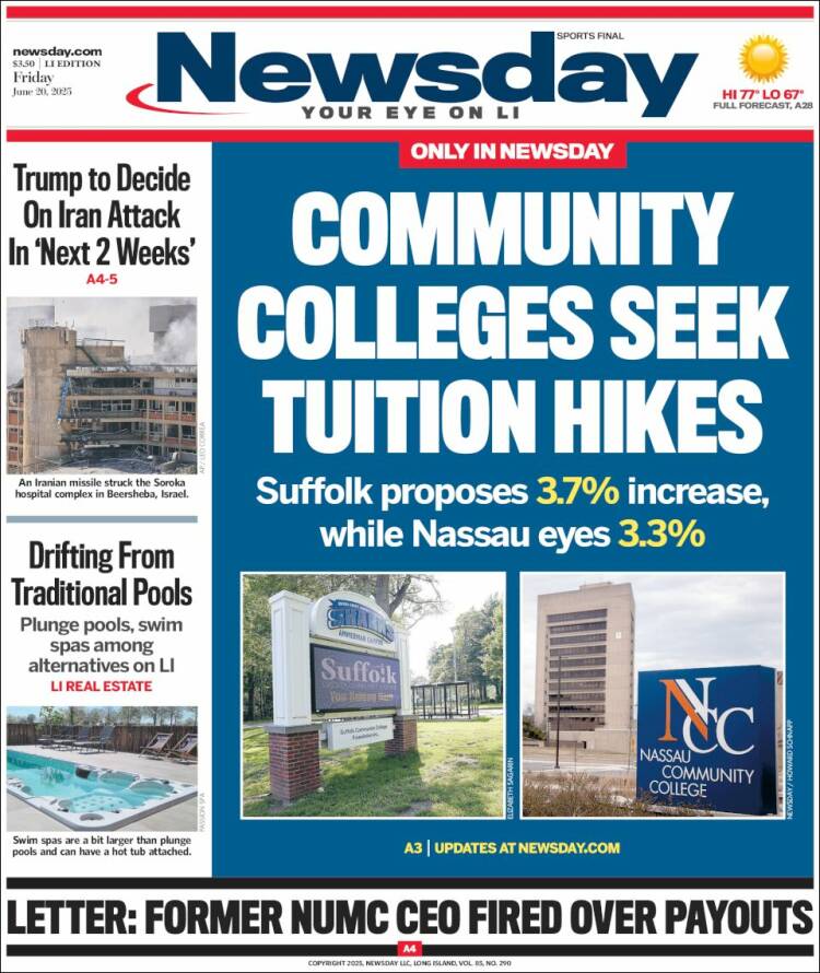 Portada de Newsday (USA)