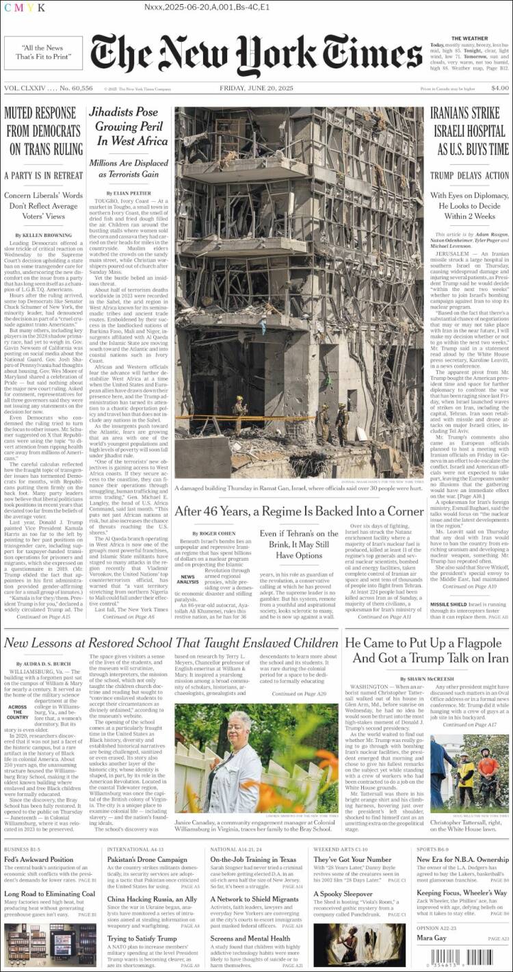 Portada de New York Times (USA)